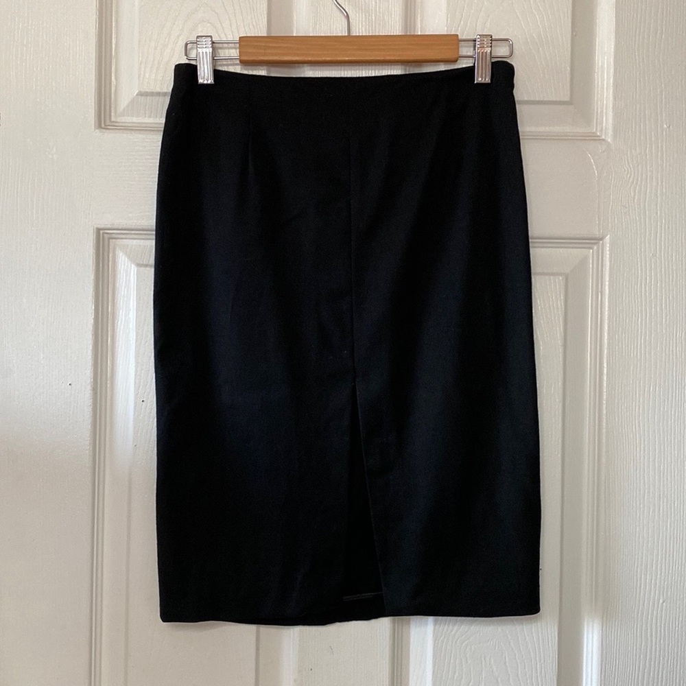 Intermix Italy Black Wool Front Slit Pencil Skirt